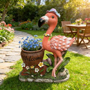 Maceta con Forma de Flamenco, Estatua Decorativa para Jardín, Letrero de Bienvenida, Adorno Único para Césped - Product Image 1