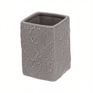 Portacepillos de Dientes Petra Line 7x7x10.5 Cm Gris Cerámica Texturizada Accesorio de Baño - Product Image 3