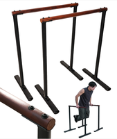 Barres parallèles en bois autoportantes, station de dips robuste avec cadre en acier réglable pour entraînement de musculation à domicile
