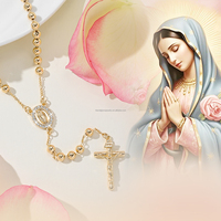 Collier pendentif religieux Guadalupe en forme de Y, Saint Benoît, Saint Jude, Vierge Marie, plaqué or 14 carats, chapelet croix