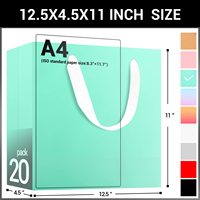 Lot de 20 sacs en papier kraft réutilisables avec poignées, 12,5x4,5x11 pouces, pour cadeaux, déjeuners, marchandises, emballages de mariage et fêtes