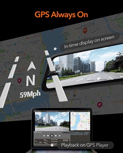 WOLFBOX G840S 4k Dual Full Touch Screen 12 Inch <b>Camera</b> Front and Rear Mirror <b>Dash</b> Cam Without SD Card - Product Image 4