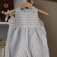 Kwalitatief hoogwaardige schattige baby romper met strepenprint, verkrijgbaar in diverse kleuren, 100% katoen, ademend, zomer.