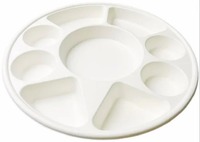 Assiette jetable ronde en bagasse à 9 compartiments | Assiette Thali en Fibre de Canne à Sucre Compostable Écologique pour la Restauration, les Événements et les Restaurants
