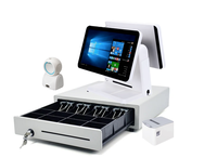 Terminal de point de vente tactile 15,6 pouces avec coque ABS de nouvelle conception, caisse enregistreuse avec logiciel LED8 VFD220 en option, démonstration pour les magasins de détail