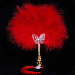 Ventaglio Rotondo in <span class=keywords><strong>Piume</strong></span> di Struzzo da 70cm per <span class=keywords><strong>Sposa</strong></span> - Accessorio Fotografico per Servizio Fotografico Nuziale, Ventaglio Tradizionale per Cerimonie - Product Image 4