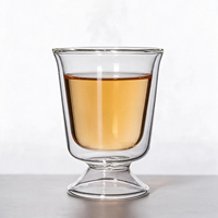Tasse à café en verre borosilicate à double paroi, résistante à la chaleur, style nordique, avec pied, mug à thé isolé avec tige