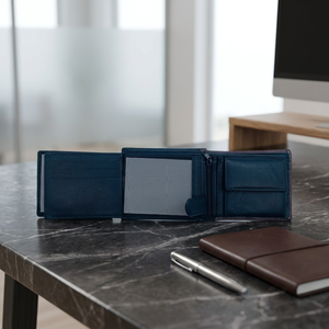 WRIZA OEM ODM Genuine Leather minimalist <b>wallet</b> <b>Men's</b> Long Bifold <b>Wallet</b> Genuine Leather Zipper RFID Blocking <b>Card</b> Holder - Product Image 6