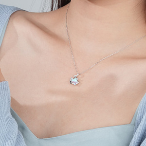 Collier en Argent Sterling S925 avec Zircon Irisé en Forme de Petit Éventail, Chaîne de Clavicule Exquise pour Femme, Style Niche Rêveur Forêt - Product Image 5