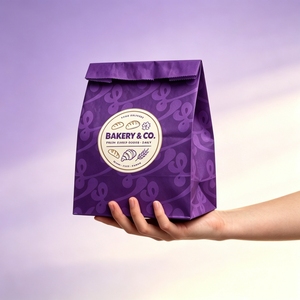 Sac de boulangerie en papier kraft écologique, design portable pour biscuits aux pépites de chocolat et pâtisseries croissants, emballage alimentaire de qualité alimentaire - Product Image 2