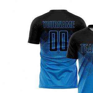 Camiseta de Fútbol de Manga Corta con Degradado Azul y Negro, Transpirable, de Secado Rápido, Ligera, Ropa Deportiva de Alto Rendimiento para Entrenamiento - Product Image 3