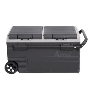 Alpicool TWW 95 DC 12v 24V 대용량 압축기 냉각 캠핑 자동차 사용 핸들 및 바퀴 휴대용 냉장고 냉동고