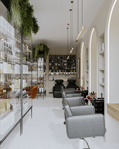 Comptoir en pierre noire et blanche personnalisable avec lumière LED Présentoir de salon de style simple pour magasin et design pour votre salon - Product Image 2