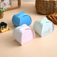 Boîte à gâteau rose personnalisée, écologique et recyclable, avec poignée, emballage plat, boîte cadeau pour pâtisserie, motif fenêtre, pour boulangerie et desserts