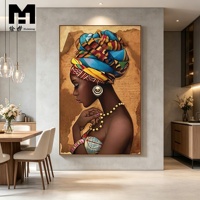 Affiches et impressions décoratives pour la maison : Peintures de portraits de femmes africaines noires, Luxe, Femme, Dame, Coiffe, Art mural sur toile encadrée pour la chambre