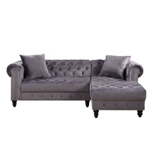 NOVA Nordic <strong>Red</strong> Velvet Chesterfield Couch Set Sectional <strong>Sofas</strong> L Shape Upholstered <strong>Corner</strong> <strong>Sofa</strong> for Living Room Furniture - Product Image 3