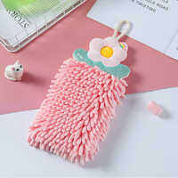 Serviette de toilette suspendue en chenille à motif floral 30x16cm, douce, absorbante, séchage rapide, pour cuisine et salle de bain, décorative, couleur personnalisée, usine OEM