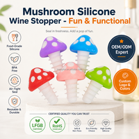 Bouchon de bouteille en silicone personnalisé avec logo en forme de champignon pour cadeaux et fêtes, bouchon flexible hermétique, norme LFGB, prêt à être expédié