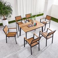 Meubles de restaurant de buffet de jardin, table en aluminium, ensemble de table basse en plastique moderne en bois