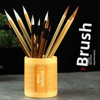 Pinceau d'écriture traditionnel en poils de laine nuageux blancs, tailles grande, moyenne et petite, manche en bois, pour la pratique des débutants