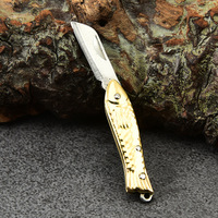 Mini couteau pliant en laiton, porte-clés de poche, couteaux portables en acier inoxydable, outil de survie EDC, coupe-légumes, éplucheur, cadeau de chasse