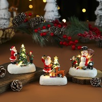 Décoration de Noël personnalisée, statue en résine du Père Noël avec lumière LED, mini scène de neige, décoration de table, cadeau de Noël, décoration de fête
