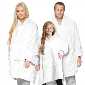 Custom Wearable Hoodie <b>Blanket</b> Oversized Fleece Sherpa Geometric Printed Soft Comfy Quilt for Adults and Kids - Product Image 3