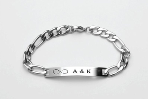 Pulsera de <span class=keywords><strong>cadena</strong></span> Figaro de acero inoxidable para <span class=keywords><strong>hombre</strong></span> con estilo, regalo único, placa en blanco grabable a la moda, chapada en oro - Product Image 3