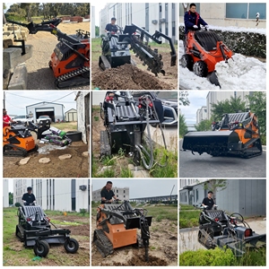 <span class=keywords><strong>Mini</strong></span>-chargeuse sur chenilles Tovisen 23HP avec moteur EPA, chargeuse à chenilles compacte à conducteur marchant à pied et accessoires de motoculteur - Product Image 6