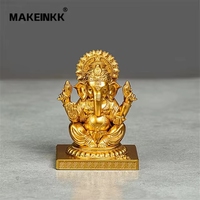 Statue en résine plaquée or de Lakshmi Ganesh Padukas avec éclairage LED, style croix, Feng Shui