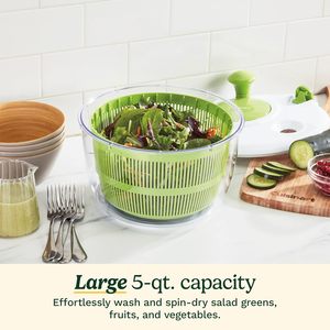 5-Qt Large <span class=keywords><strong>Salade</strong></span> Spinner Préparation Rapide Légumes Fruits Passoire Passoire Rapide Verts Laitue pour <span class=keywords><strong>Salade</strong></span> Légumes Fruits Plastique - Product Image 2