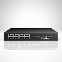 Switch POE 16-Port 100Mbps Tanpa Manajemen, Daya 200W, 2 Uplink Gigabit, 1 SFP, IEEE 802.3 At/af, Kapasitas 9.2Gbps, Switch Jaringan VLAN