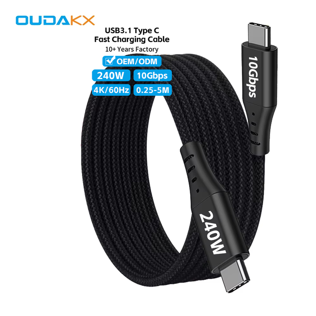 Hot Trend Product 5M Braided USB Type C Data Cable PD3.1 240W 48V 5A Fast Charging Sync and Charge Transfer Cord for I Phones 15
