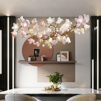 Lustre de luxe simple pour salon, restaurant, hôtel, villa, lampe à fleurs roses