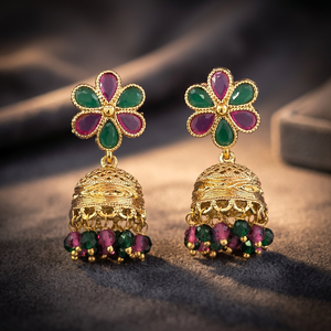 Bijoux fantaisie artificiels Kanhai Jewels, boucles d'oreilles ethniques Jhumki pour femmes, style antique, plaqué or, 10 grammes, sans nickel ni plomb - Product Image 3