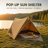 Tente de camping pop-up kaki foncé, ouverture automatique rapide, abri solaire imperméable avec tapis de sol, protection UV, tente familiale d'extérieur