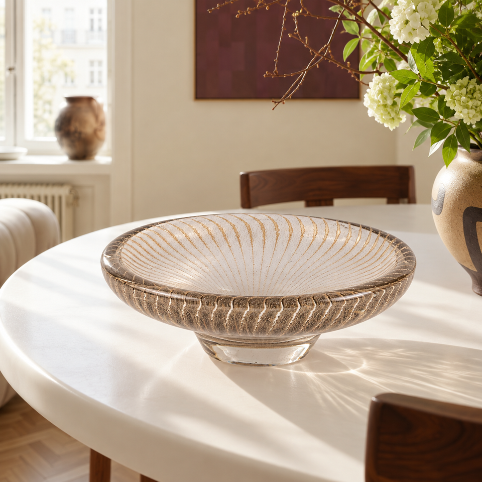 Clear Champagne Glass Decorative Tray with Elegant Gold Line Pattern ...