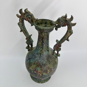 드래곤 귀를 가진 청동 꽃병 용 주조를위한 고대의 리베어를 특징으로하는 금속 공예품 - Product Image 5