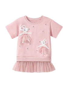 European <strong>girls</strong>' net-sleeved summer cartoon short-sleeved children's <strong>dress</strong> - Product Image 5