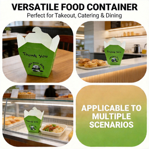 Custom Printed Disposable White <b>Cardboard</b> Package for Food Takeout Rice Chinese Noodle <b>Packing</b> Paper <b>Box</b> With Handle - Product Image 4