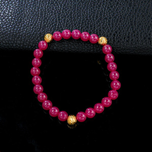 Pulsera de Perlas de Rubí Cultivado en Laboratorio, Plata de Ley 925, Perlas Redondas de 6.26mm, Joyería Lujosa y Delicada para Uso Diario para Mujer - Product Image 3