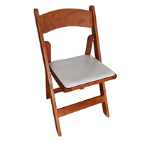 Chaises pliantes en bois brun avec coussin rembourré blanc, sièges pour invités adultes pour événements de mariage