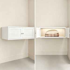 Casier mural en acier peu encombrant avec portes texturées 3D, armoire supérieure modulaire en métal, unité personnalisable à 2/3 portes pour petits appartements - Product Image 1