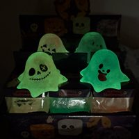 Jouet Squishy Fantôme d'Halloween Luminescent, à Remontée Lente, en Maltose Souple, Anti-Stress, Jouet Sensoriel, Boîte Mystère, Vente en Gros