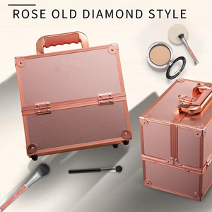 Valise à maquillage en aluminium personnalisée, valise de maquillage professionnelle en aluminium, valise de voyage pour cosmétiques avec plateau, valise de rangement portable pour outils de maquillage - Product Image 5