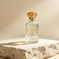 Flacon de parfum de luxe en verre gaufré 100 ml avec capuchon doré, atomiseur de parfum rechargeable, emballage cosmétique sérigraphié