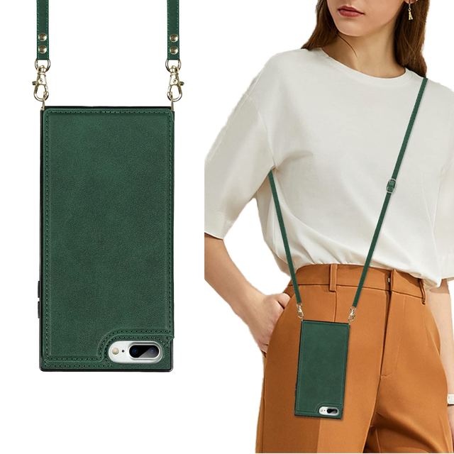 Cavor Folio Case for SE 2nd/3rd Gen for 7/8-Shoulder Strap Lanyard Card Holder RFID Blocking Magnetic Closure Qi Fast