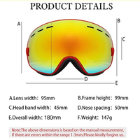 Masque de ski RTS avec protection UV400, lunettes de snowboard, verres polarisés miroir, lunettes de sport de neige OTG, lunettes de sécurité pour le ski, personnalisables