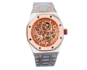 High-Grade Original Design <b>Men's</b> <b>Watch</b> Analog <b>Waterproof</b> Hollow Transparent Dial Rubber/Ceramic Band Material 22mm Band Width - Product Image 1