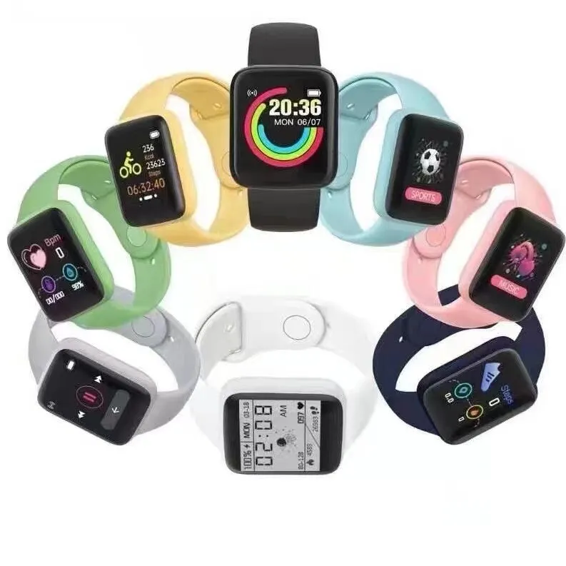 Top Sale Sports Smart Bracelet Heart Rate Blood Pressure Wristband Reloj Inteligente Y68 Smartwatch D20 Smart Watch Pro